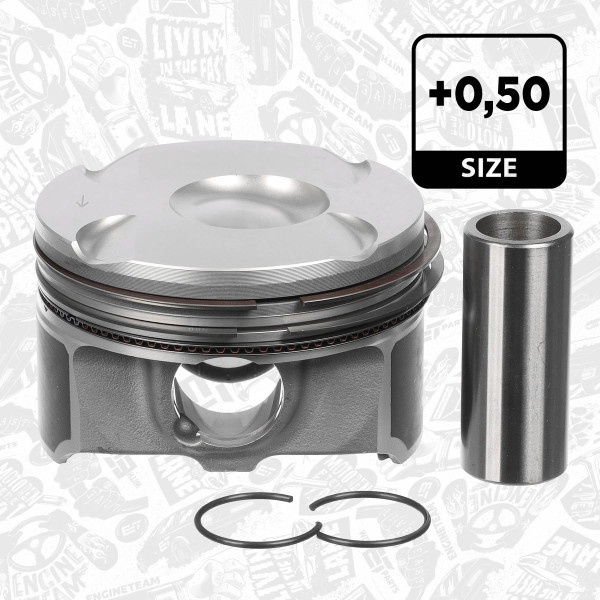 PM015050, Piston with rings and pin, ET ENGINETEAM, Ford B-Max C-Max ECOSPORT Fiesta Focus Grand C-Max Mondeo Puma Tourneo Courier Transit Courier Transit Custom SFCA M2GA 1,0 EcoBoost 2014+