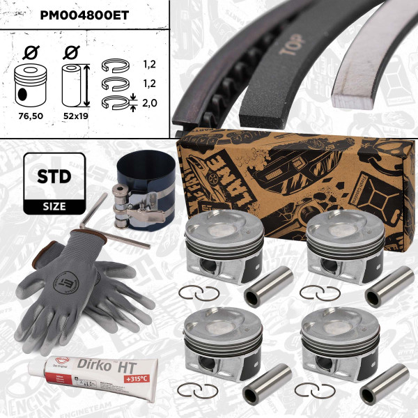 Piston kit - PM004800ET ET ENGINETEAM - 03C107065AP, 40477600, 87-429900-00