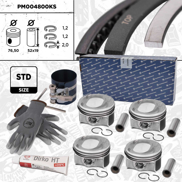 Repair set - complete piston with rings and pin (for 1 engine 