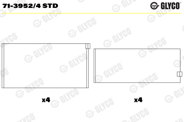 71-3952/4 STD, Connecting Rod Bearing, GLYCO, 0606.Q5, 9569148180, 0606.S5, 0606.W6, 0606.W7, 0606.W8, 0606.Z4, 0606.Z5, 0606.Z6, 77714600, 0606Q5, AEB410042STD