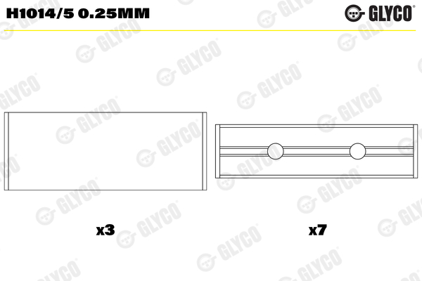 H1014/5 0.25MM, Hlavní ložiska klikového hřídele, Lož.hl.(HL) pár, GLYCO, 021HS20155025