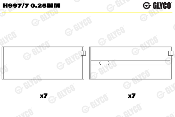 H997/7 0.25MM, Hlavní ložiska klikového hřídele, Lož.hl.(HL)set/Cyl.6, GLYCO, 1020335202, 1020335301, 1020338002, 1020338101, 6010300640, 6010332401, 6010332402, 6020301640, 6030300640, 6030301140, A1020335202, A1020335301, A1020338002, A1020338101, A6010300640, A6010332401, A6010332402, A6020301640, A6030300640, A6030301140, 87416610