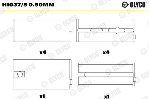 H1037/5 0.50MM, Kurbelwellenlager, GLYCO, 735170M91, 81558B, 77635620