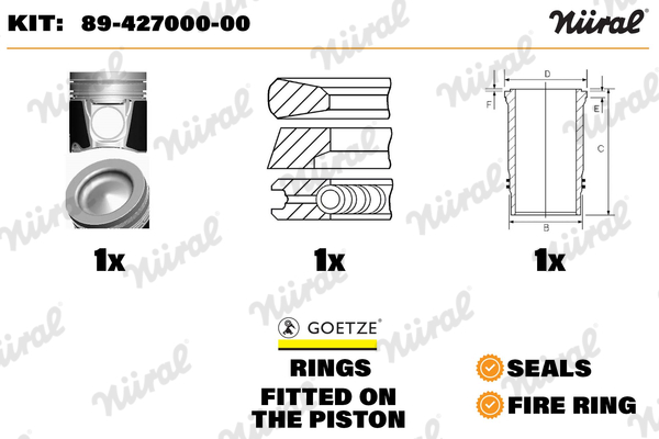 Repair Set, piston/sleeve - 89-427000-00 NÜRAL - 4570302237, 4570302637, A4570302237
