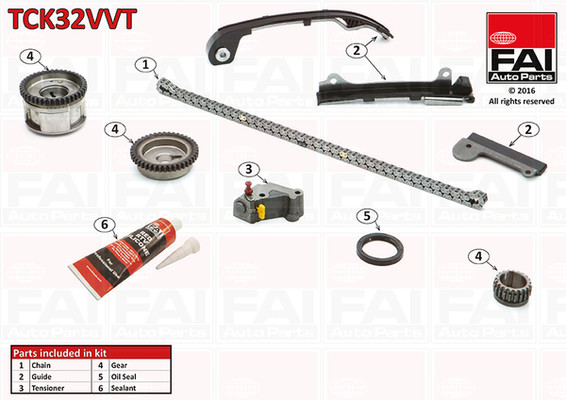 Timing Chain Kit - TCK32VVT FAI AutoParts - 13028-4M500, 13028-4M501, 13028-4M502