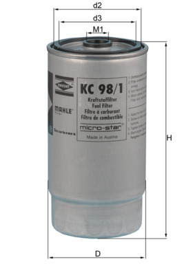 Kraftstofffilter - KC98/1 MAHLE - 13327786647, 7786647, 1457434324