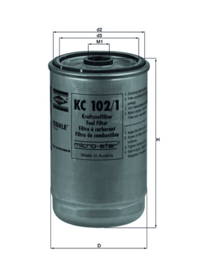 Kraftstofffilter - KC102/1 MAHLE - 51125030045, 51125030046, 51125030054