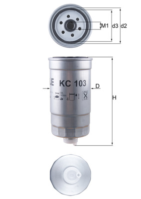 Palivový filtr - KC103 MAHLE - 0046736167, 13322240798, 9947995