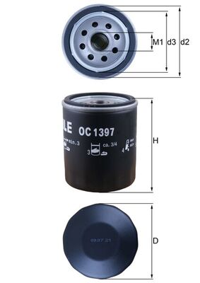 Olejový filtr - OC1397 MAHLE - 55242758, 9809532380, SU001A4322