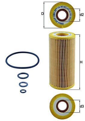 Oil Filter - OX383D MAHLE - 2751800009, 2751840025, A2751800009
