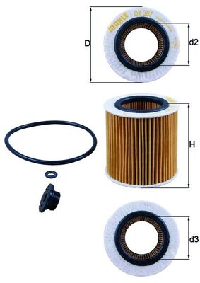 Oil Filter - OX387D1 MAHLE - 11427640862, 11427953125, 11428683204