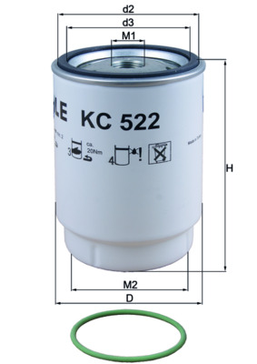 Kraftstofffilter - KC522D MAHLE - 81.12501-6130, 81125016096, 81125016101