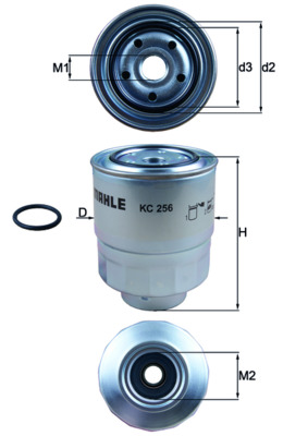 Palivový filtr - KC256D MAHLE - 16901RJLE01, 16901RMAE00, 16901RMAE01