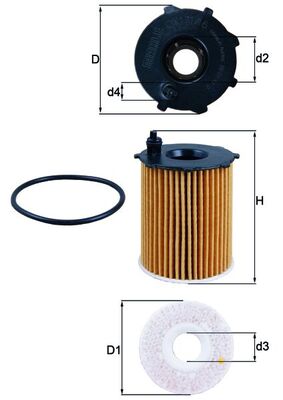 Oil Filter - OX171/16D MAHLE - 0055224598, 55224598, 71773840