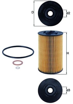 Oil Filter - OX150D MAHLE - 0001336380, 0001800909, 1561380001