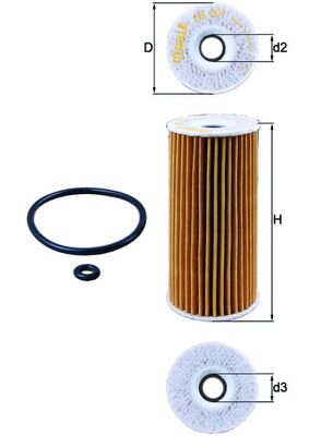 Oil Filter - OX201D MAHLE - 6401800009, 6401800109, 6401840125