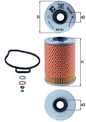 Oil Filter - OX151D MAHLE - 1109T8, 11422245339, 11422245406