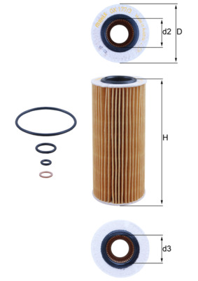 Olejový filtr - OX177/3D MAHLE - 11427788454, 11427788460, 11427788461