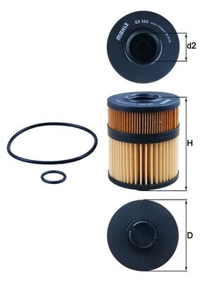 Oil Filter - OX563D MAHLE - 05444682, 5650820, 7701474004