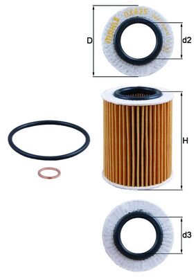 Oil Filter - OX825D MAHLE - 11427605342, 11427611969, 11427635557