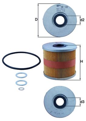 Oil Filter - OX122D MAHLE - 077115401A, 077115561F, 077115561FOD