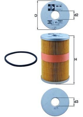 Oil Filter - OX18D MAHLE - 0001231545, 0005039456, 0080002