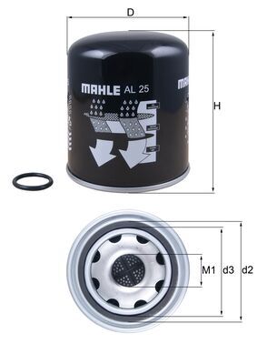 Air Dryer Cartridge, compressed-air system - AL25 MAHLE - 1527755, 1681575, 1821580