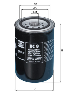 HC8, Filter, operating hydraulics, MAHLE, 04819974, 137658, 44.64.162/140, 57266, 5860, 6750358874, 8600800, BT8922, H17WD01, HF6315, PER205H, S8608HP, SH62171, ZM126, 05821203, 6750458466, 6750459326, 6750558372, WD940, WDV940