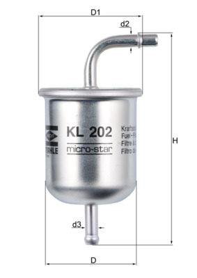 Fuel Filter - KL202 MAHLE - 16400-72L10, 1640010Y00, 1640010Y05
