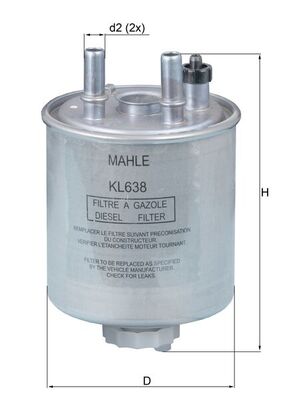 Kraftstofffilter - KL638 MAHLE - 164003978R, 8200638748, 8660003045