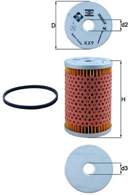 Palivový filtr - KX9D MAHLE - 190601, 190611, 5017832