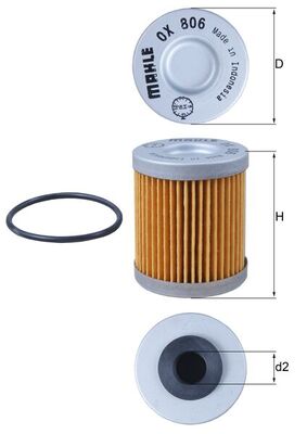 Oil Filter - OX806D MAHLE - 2520755, 3625185000, 59038046000
