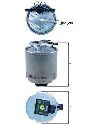 Fuel Filter - KL440/39 MAHLE - 16400JD50B, 16400JY00B, 16400JY00D