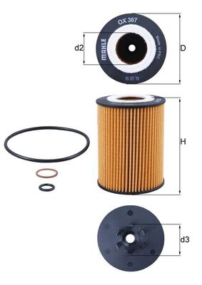 Oil Filter - OX367D MAHLE - 11417508642, 11427506677, 11427506678