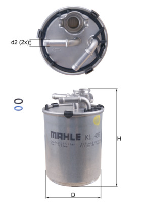 Fuel Filter - KL497D MAHLE - 06Q127400H, 6Q0127400H, 6Q0127401H