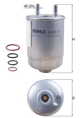 Fuel Filter - KL485/15D MAHLE - 164004253R, 164004303R, 164007857R