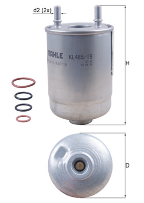 Kraftstofffilter - KL485/19D MAHLE - 164003113R, 164004202R, 164008737R