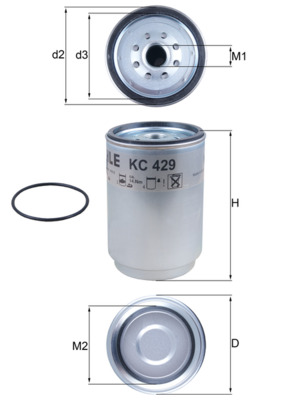 Palivový filtr - KC429D MAHLE - 20539578, 20788794, 5001868493