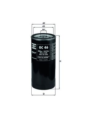 Olejový filtr - OC46 MAHLE - 92810720102, 92810720103, 92810720105
