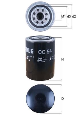 Olejový filtr - OC54 MAHLE - 11421304423, 7984992, 91110775400