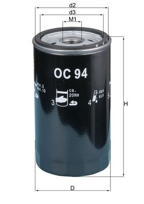 Ölfilter - OC94 MAHLE - 5016698, 93156613, 5017582