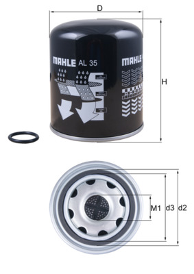 AL35, Air Dryer Cartridge, compressed-air system, MAHLE, 0004292097, 0004292197, 0004292797, A0004292097, A0004292197, A0004292797, A000429279710, 031005509, K102196, T380W, TB1394/8X