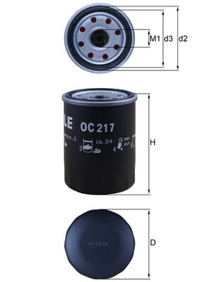 Olejový filtr - OC217 MAHLE - 140506250, 15208-53J0A, 1560016011