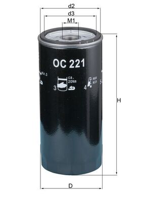 Olejový filtr - OC221 MAHLE - 028115561, 0451103249, 1001150018