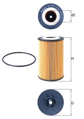 Olejový filtr - OX1161D MAHLE - 0001803009, 1561840125, A0001803009
