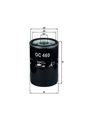 Oil Filter - OC460 MAHLE - 070115561, 244191901, 4454116