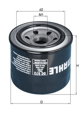 Oil Filter - OC573 MAHLE - 1650045610, 16510M73080, 1651005A00