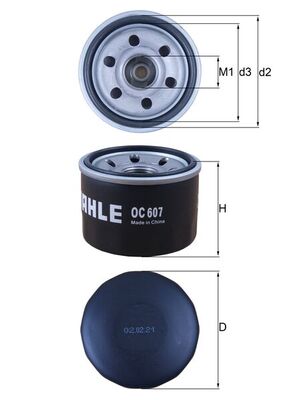 Oil Filter - OC607 MAHLE - 1230A040, 1321800010, 1321800110