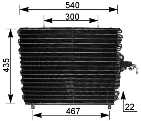 Condenser, air conditioning - AC166000S MAHLE - 1248301270, 1248301670, A1248301270