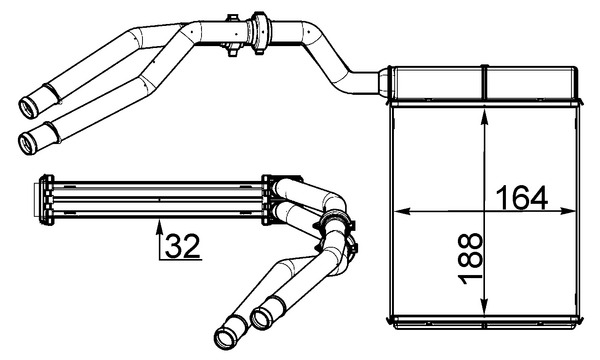 AH257000S, Wärmetauscher, Innenraumheizung, MAHLE, 1376873, 1453312, 1751574, 6G9118B539CA, 6G9118B539CB, 6G9118B539CC, 54364, 71773, 811515, FD6464